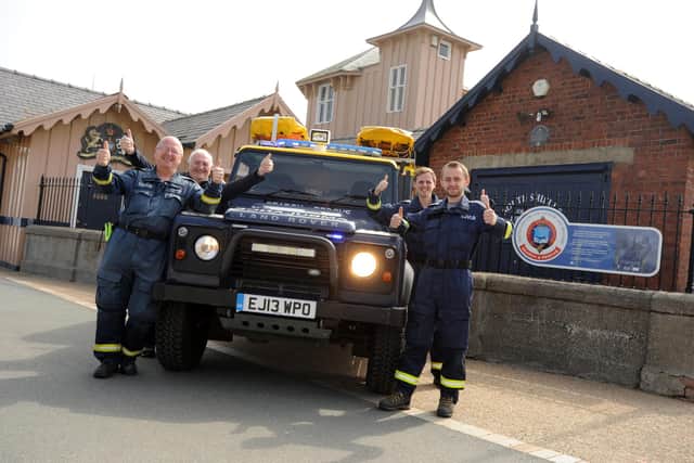 (Left to right) Members of South Shields Volunteer Life Brigade (SSVLB) Captain Dave Ratcliffe, honorary secretary Tom Fennelly and team members Steve Godwin and Brandon Evitt.celebrate their Queens Award in the Queen's Birthday Honours.