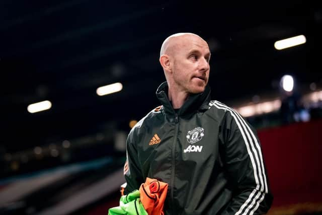 Nicky Butt looks on prior to the Premier League match between Manchester United and Newcastle United at Old Trafford on February 21, 2021 (Photo by Ash Donelon/Manchester United via Getty Images)