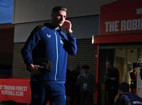 Newcastle United defender Fabian Schar arrives at the City Ground.