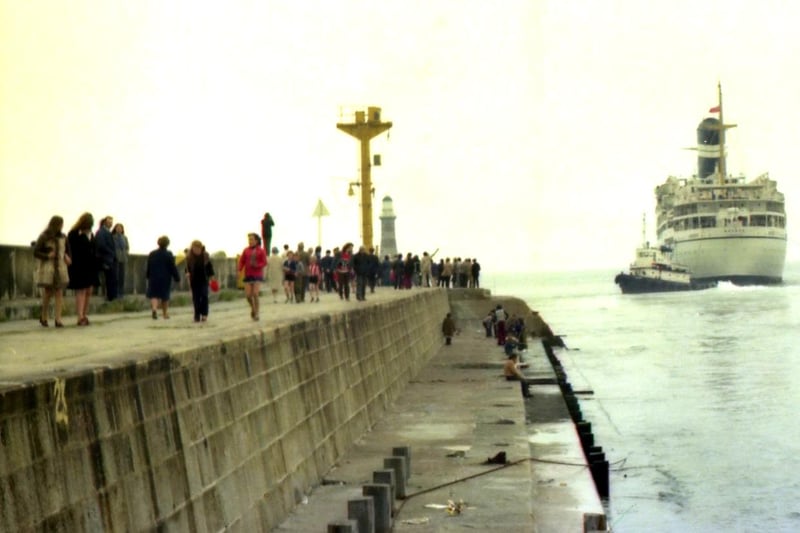 Parents waving goodbye to their children as the SS Nevasa leaves Sunderland in 1974. Photo: David Wingate