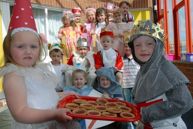 Pupils from the nursery at Albert Elliott Primary School dressed as kings and queens in 2006 to celebrate the Queen's 80th birthday.