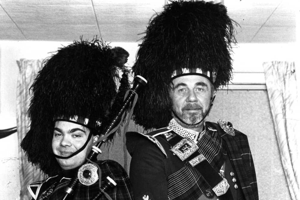 The pipes and drums of South Tyneside Pipe Band were calling for new members to join them in January 1991. Promoting the campaign were piper Duncan Bird and drum major Colin White.