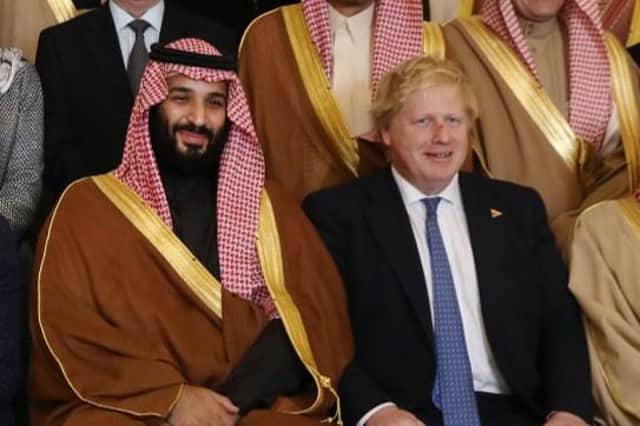 Saudi Crown Prince Mohammed bin Salman with Boris Johnson in 2019.