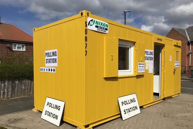 A mobile polling station.