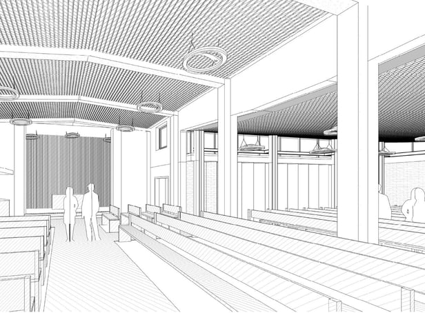 Design proposal of the extended chapel at South Shields Crematorium.