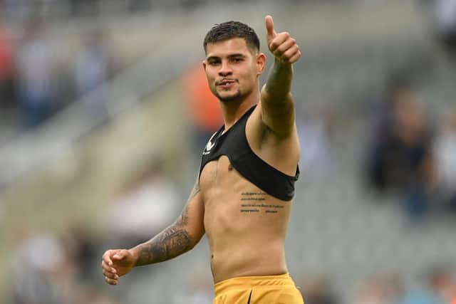 Newcastle player Bruno Guimaraes gives the thumbs up after the pre season friendly match between Newcastle United and Athletic Bilbao at St James' Park on July 30, 2022 in Newcastle upon Tyne, England. (Photo by Stu Forster/Getty Images)