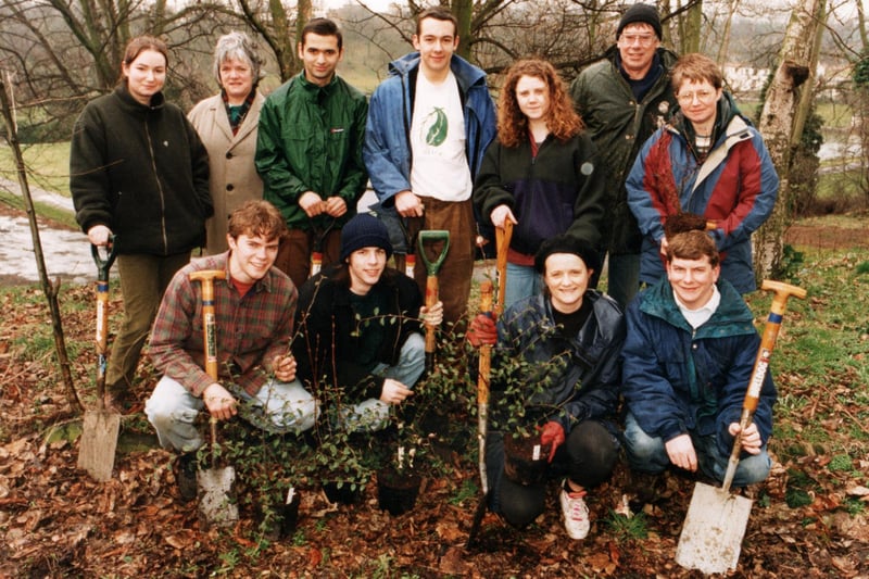 Tree planting group, Crookes Valley Park, c. 2000. Picture Sheffield ref no U11879