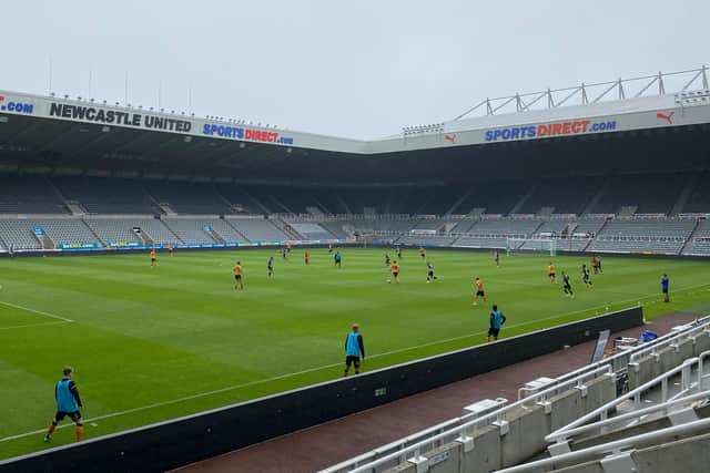 Newcastle United take on Hull City at an empty St James's Park.