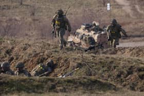 Soldiers of the 2nd Battalion Royal Anglian infantry unit during a NATO military exercise earlier this year. Photo by Sean Gallup/Getty Images