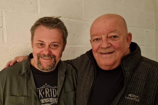 Scott Tyrrell with Tim Healy, taken at the Harbourmaster recording studio