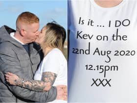 A South Tyneside woman has taken the leap with a pants-dropping proposal to her boyfriend of 21 years on February 29.