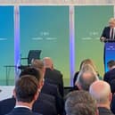 Boris Johnson speaking at Port of Tyne,