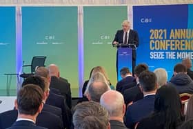 Boris Johnson speaking at Port of Tyne,