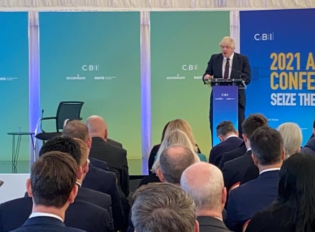 Boris Johnson speaking at Port of Tyne,