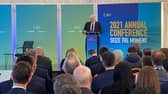 Boris Johnson speaking at Port of Tyne,