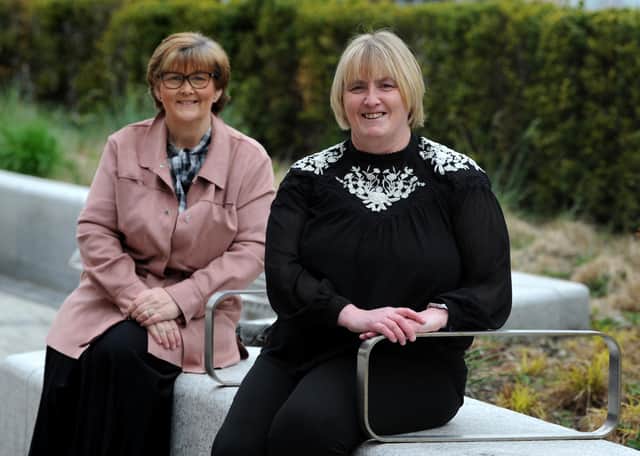 Foster carer Hazel Love with South Tyneside Council leader Cllr Tracey Dixon.