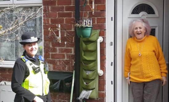 PCSO Gayle Muizelaar with South Shields resident Joyce.