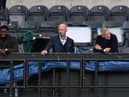 Former players and television presenters Micah Richards, Alan Shearer and Gary Lineker watch the match during the English FA Cup quarter-final football match between Newcastle United and Manchester City at St James' Park