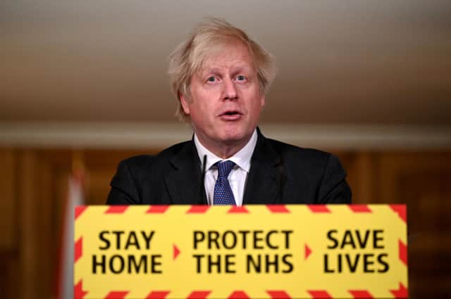 Prime Minister Boris Johnson during a media briefing in Downing Street, London, on coronavirus (COVID-19). Photo: Leon Neal/PA Wire.