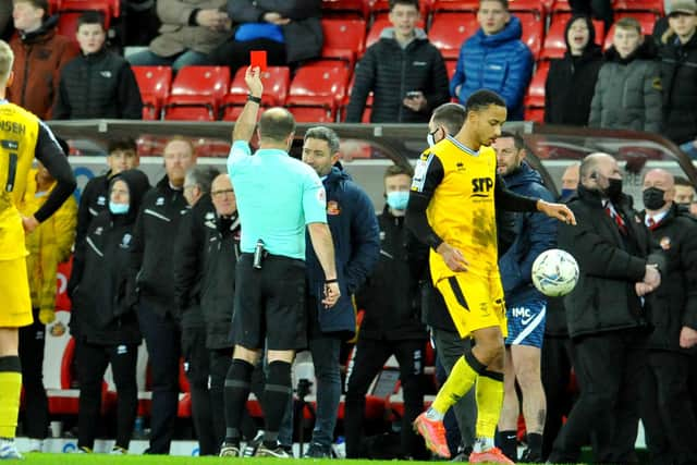 Lee Johnson is shown a red card at the Stadium of Light