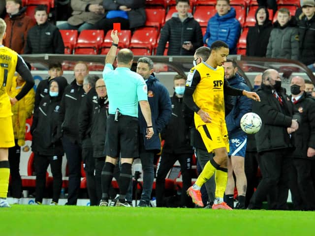 Lee Johnson is shown a red card at the Stadium of Light