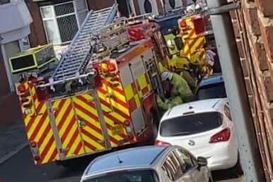 Fire crews on the scene of the house fire in Pembroke Terrace, South Shields. Picture via Lisa Higginson.