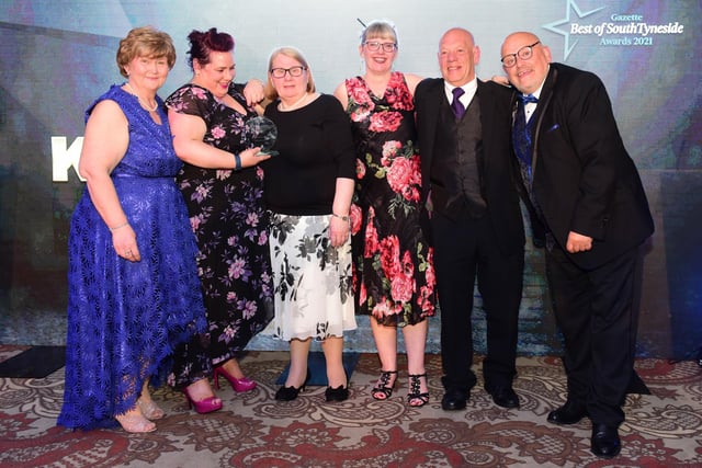 Councilllor Tracey Dixon, left, presents the posthumous award to the family of Karen Ratcliffe, with Ray Spencer, right, at the Best of South Tyneside Awards.