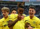 Ivan Toney celebrates scoring for Brentford against Newcastle United last season.