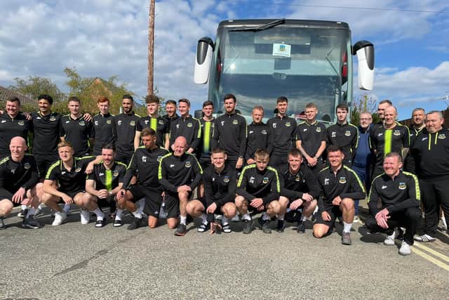 Hebburn Town Football Club players and coaching staff ahead of the FA Vase final.
