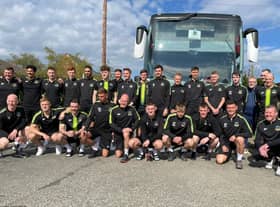 Hebburn Town Football Club players and coaching staff ahead of the FA Vase final.