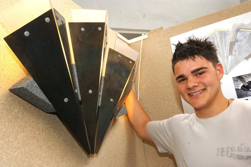 Chesterfield college student Ben Holmes with his light in 2003