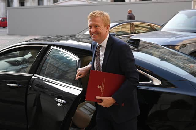 LONDON, ENGLAND - SEPTEMBER 22: Digital, Culture, Media and Sport Secretary Oliver Dowden arrives for a cabinet meeting at the FCO on September 22, 2020 in London.