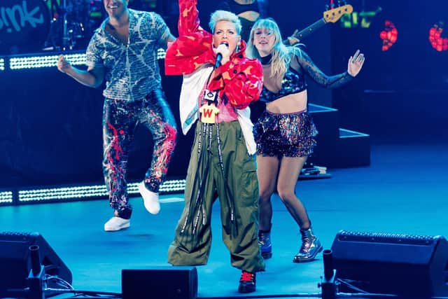 Pink performing at the Yaamava Theater at Yaamava Resort & Casino, California, in September. (Photo by Rich Polk/Getty Images for Yaamava' Resort & Casino)