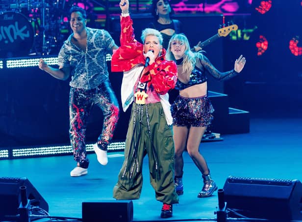Pink performing at the Yaamava Theater at Yaamava Resort & Casino, California, in September. (Photo by Rich Polk/Getty Images for Yaamava' Resort & Casino)