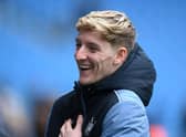 Newcastle United's Anthony Gordon at the Etihad Stadium ahead of his full debut.