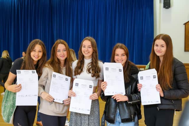 Students at Harton Academy with their GCSE results. Image by Jason Oshin/Harton Academy.