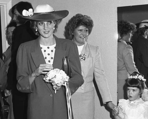 What a day for Clare Alsop after she presented Princess Diana with flowers at Bridal Elegance in Houghton in May 1985.