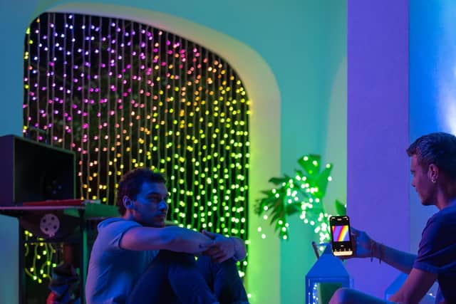 Show off your colourful side with smart LED lights Twinkly Curtain.
