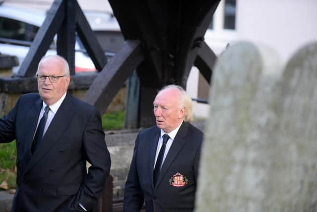 SAFC legend Micky Horswill attends the funeral of SAFC legend Len Ashurst at Whitburn Parish Church.