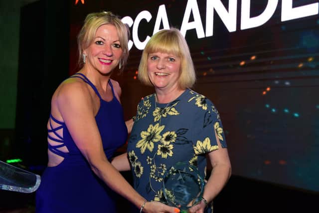 Best of South Tyneside Awards. The Role Model of the Year trophy was presented by Shields Gazette Editorial Director Joy Yates to Gillian Grey, aunt of winner Becca Anderson.