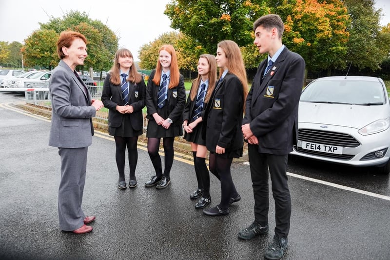 Helen with High Tunstall students (from left) Megan Smart, Kate Todd-Davis, Anna Acey, Amy Crowther and Matthew Ridley. Remember this?