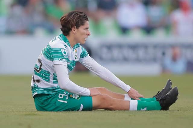 Santiago Muñoz of Santos reacts during the 15th round match between Santos Laguna and Toluca as part of the Torneo Guard1anes 2021 Liga MX at Corona Stadium on April 18, 2021 in Torreon, Mexico. (Photo by Manuel Guadarrama/Getty Images)