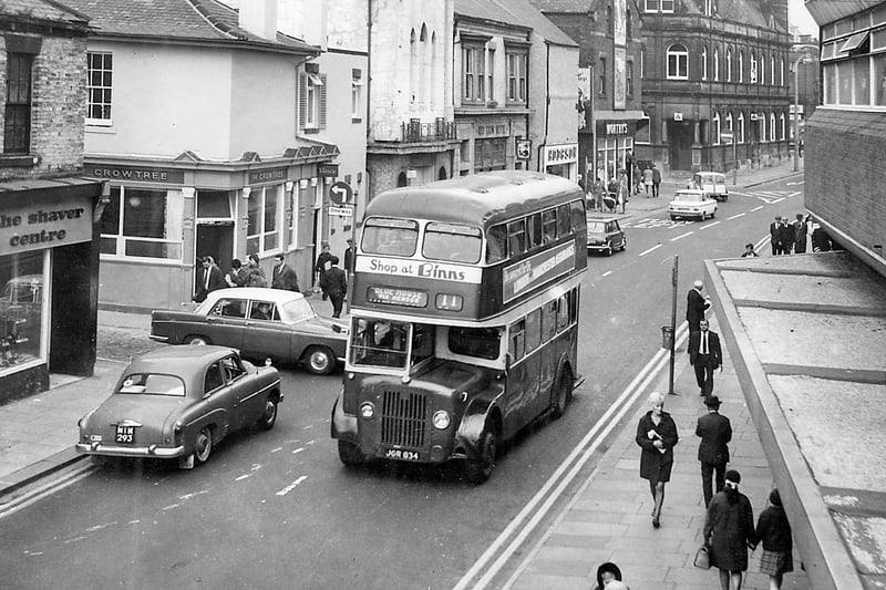 Crowtree Road 1968 when you could still buy a pint at The Crowtree, The Three Tuns and The Red Lion. Photo: Bill Hawkins.
