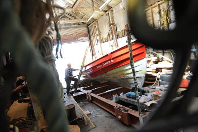 Work taking place at the North East Maritime Trust workshop in Wapping Street, South Shields.