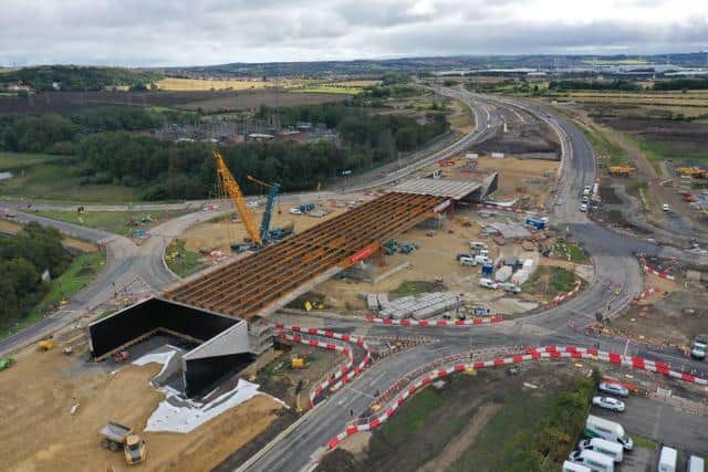 A Highways Agency photograph of ongoing work on the new Testo's flyover.