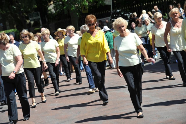 The St Clare's Hospice Line Dancers at Westoe Village Fair 5 years ago.