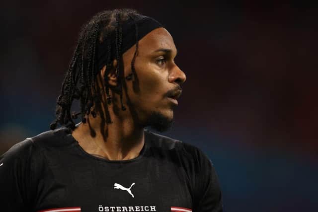 Austria's midfielder Valentino Lazaro look on during the UEFA EURO 2020 Group C football match between the Netherlands and Austria at the Johan Cruyff Arena in Amsterdam on June 17, 2021. (Photo by Dean Mouhtaropoulos / POOL / AFP) (Photo by DEAN MOUHTAROPOULOS/POOL/AFP via Getty Images)