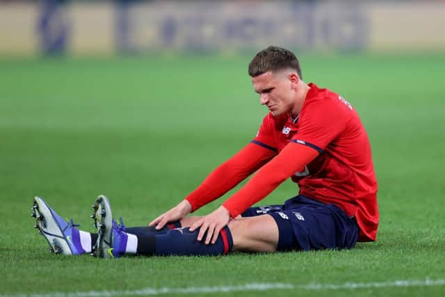 Sven Botman of Lille OSC  during the UEFA Champions League Round Of Sixteen Leg Two match between Lille OSC and Chelsea FC at Stade Pierre-Mauroy on March 16, 2022 in Lille, France. (Photo by Catherine Ivill/Getty Images)