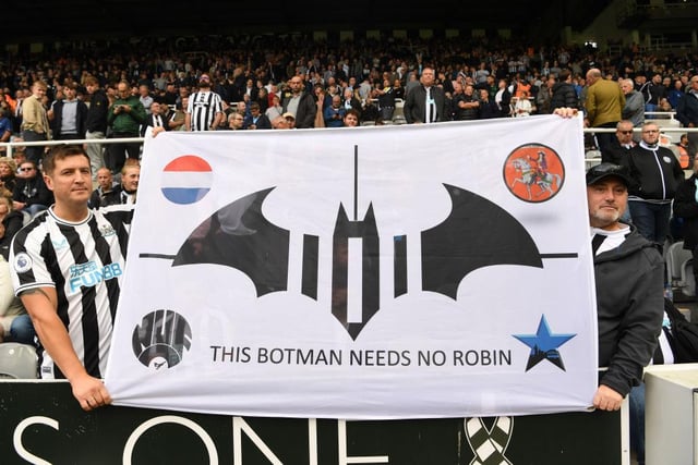 Some fans had a unique banner for Sven Botman ahead of the clash with Bournemouth (Photo by Stu Forster/Getty Images)