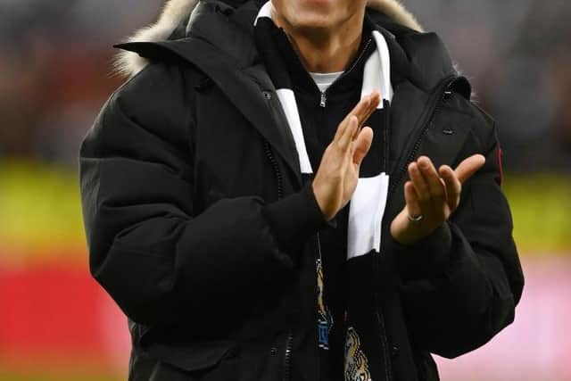 Newcastle United signing Harrison Ashby applauds the fans as he is presented prior to the Carabao Cup Semi Final 2nd Leg match between Newcastle United and Southampton at St James' Park on January 31, 2023 in Newcastle upon Tyne, England. (Photo by Gareth Copley/Getty Images)